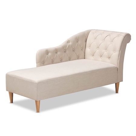 Baxton Studio Emeline Beige Upholstered Oak Finished Chaise Lounge 157-9699